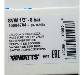 Предохранительный клапан для систем водоснабжения 8 бар. SVW 8 1/2 Watts 10004704(02.16.108) в Архангельске 6