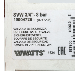 Предохранительный клапан вр 3/4 x 8 бар SVW 8 3/4 Watts 10004726(02.17.208) в Архангельске 6