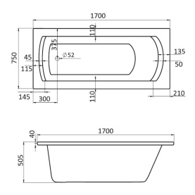 Ванна акриловая Santek Монако XL 170x75 гидромассажная Комфорт 1WH112381 в Архангельске 1