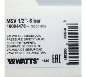Предохранительный клапан MSV 12-6 BAR Watts 10004478(02.07.160) в Архангельске 6