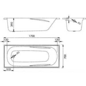 Стальная ванна BLB Universal Anatomica HG 170x75 см B75L-1 с отверстиями под ручки 232 мм в Архангельске 3