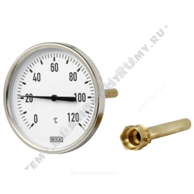 Термометр биметаллический осевой Дк63 L=40мм G1/2" 120C А5000 Wika 3901661 (36523008) в Архангельске 1