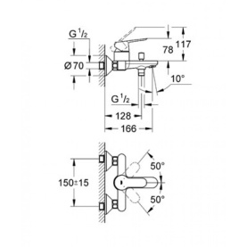 Смеситель BauEdge (арт.23334000) для ванны, кор.излив, без аксессуаров GROHE в Архангельске 2