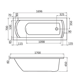 Ванна акриловая Santek Монако 170x70 гидромассажная Комфорт 1WH112379 в Архангельске 1