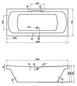 Ванна акриловая Santek Корсика 180x80 с гидромассажем Базовая 1WH112336 в Архангельске 1