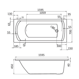 Ванна акриловая Santek Монако 160x70 гидромассажная Комфорт 1WH112378 в Архангельске 1