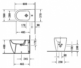 Биде напольное пристенное с 1отв белое DURAVIT 2289100000 в Архангельске 4