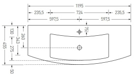 Раковина Акватон SEVIGLIA 120x12 (1195x455) FLOAT ROSSO MET в Архангельске 1