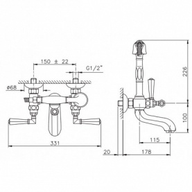 Смеситель для ванны с душем хром NICOLAZZI 1901CR05 в Архангельске 2